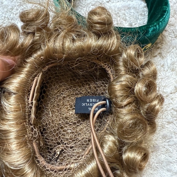 Irish Dance Hair Piece with Green Velvet Headband with Gold Embroidery - Picture 2 of 4